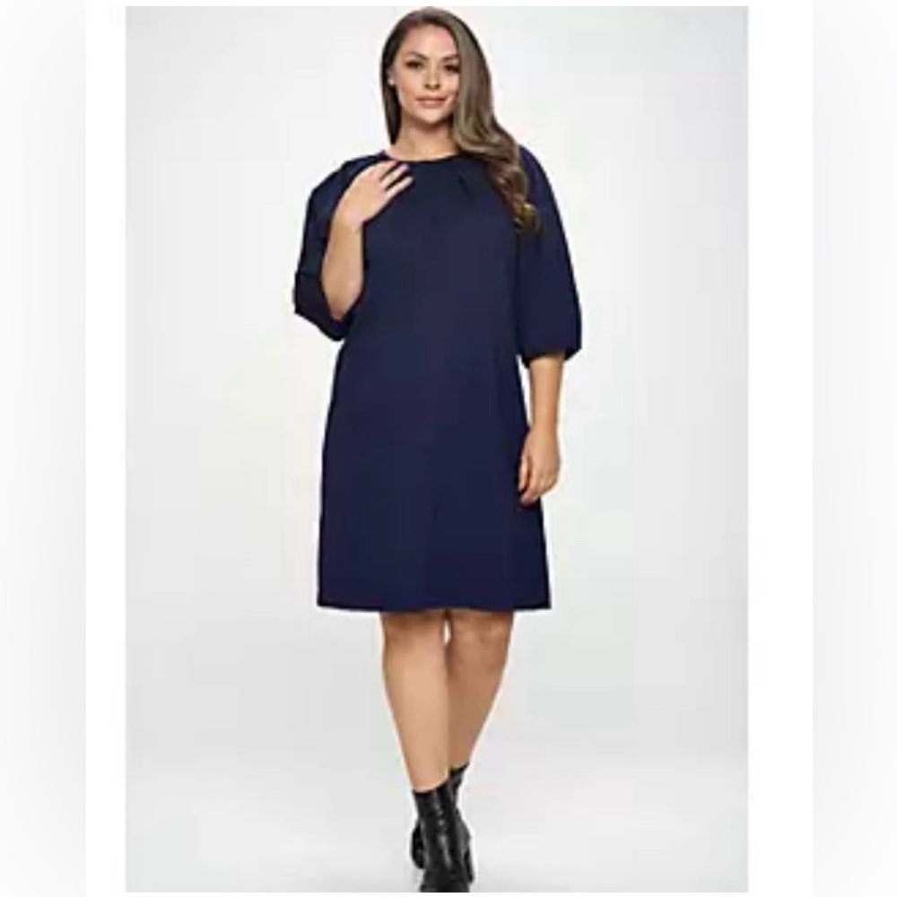 Renee C. Navy Midi Dress